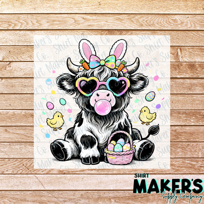 Easter Cow DTF or UV-DTF Transfer - or- Hat Patch, Acrylic, Magnet, or Keychain