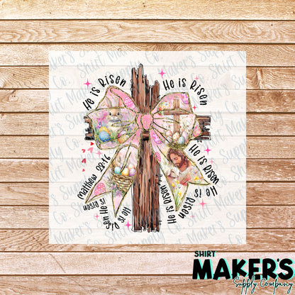 Easter He is Risen Cross DTF Transfer - or- Hat Patch, Acrylic, Magnet, or Keychain
