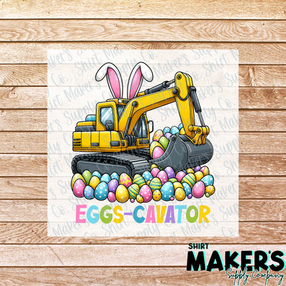 Easter Eggs Cavator DTF Transfer - or- Hat Patch, Acrylic, Magnet, or Keychain