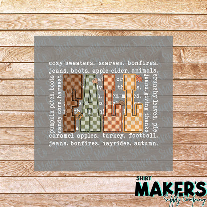 Fall Things White DTF Transfer - or- Hat Patch, Acrylic, Magnet, or Keychain