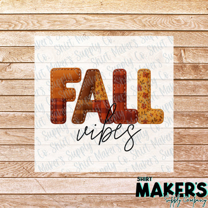 Fall Vibes Applique DTF Transfer - or- Hat Patch, Acrylic, Magnet, or Keychain