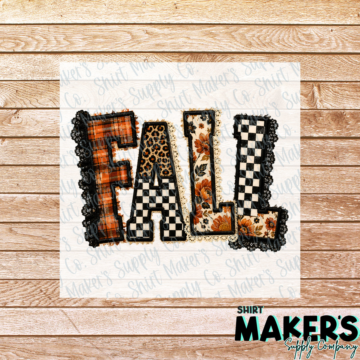Fall Lace DTF Transfer - or- Hat Patch, Acrylic, Magnet, or Keychain