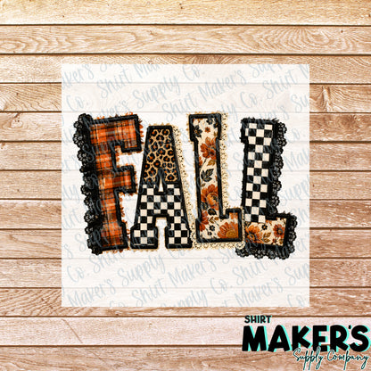 Fall Lace DTF Transfer - or- Hat Patch, Acrylic, Magnet, or Keychain