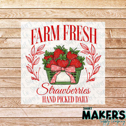 Farm Fresh Strawberries DTF Transfer - or- Hat Patch, Acrylic, Magnet, or Keychain