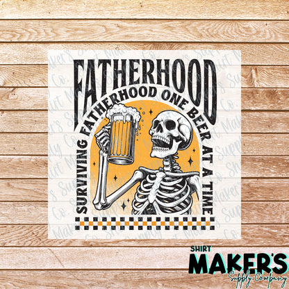 Surviving Fatherhood one Beer at a time DTF Transfer - or- Hat Patch, Acrylic, Magnet, or Keychain