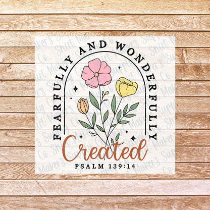 Fearfully and Wonderfully Created Christian DTF Transfer - or- Hat Patch, Acrylic, Magnet, or Keychain