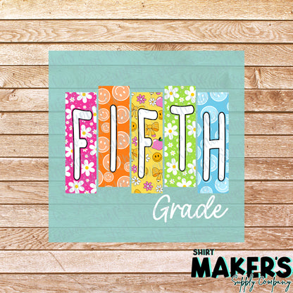 Fifth Grade Groovy DTF Transfer - or- Hat Patch, Acrylic, Magnet, or Keychain