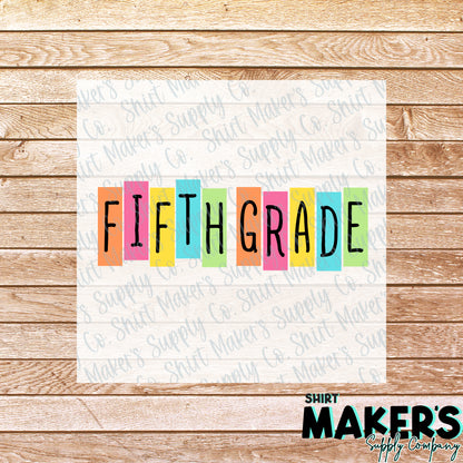 5th Grade Retro Tiles DTF Transfer - or- Hat Patch, Acrylic, Magnet, or Keychain