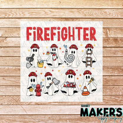 Firefighter Halloween DTF Transfer - or- Hat Patch, Acrylic, Magnet, or Keychain
