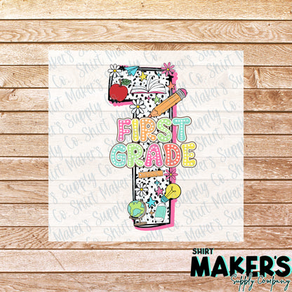 1st Grade Number DTF Transfer - or- Hat Patch, Acrylic, Magnet, or Keychain