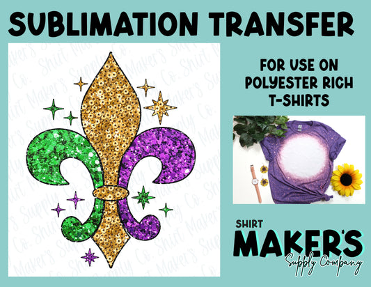 Fleur De Lis Faux Sequin Mardi Gras Sublimation Transfer