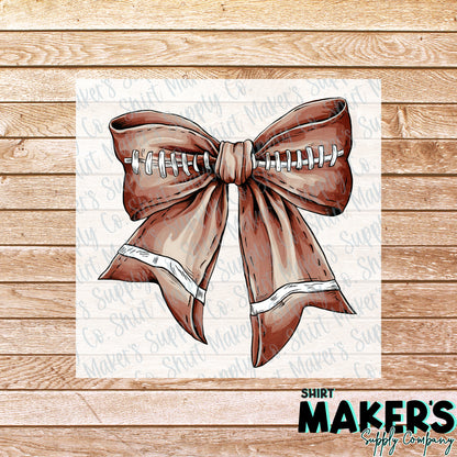 Football Bow DTF or UV-DTF Transfer - or- Hat Patch, Acrylic, Magnet, or Keychain