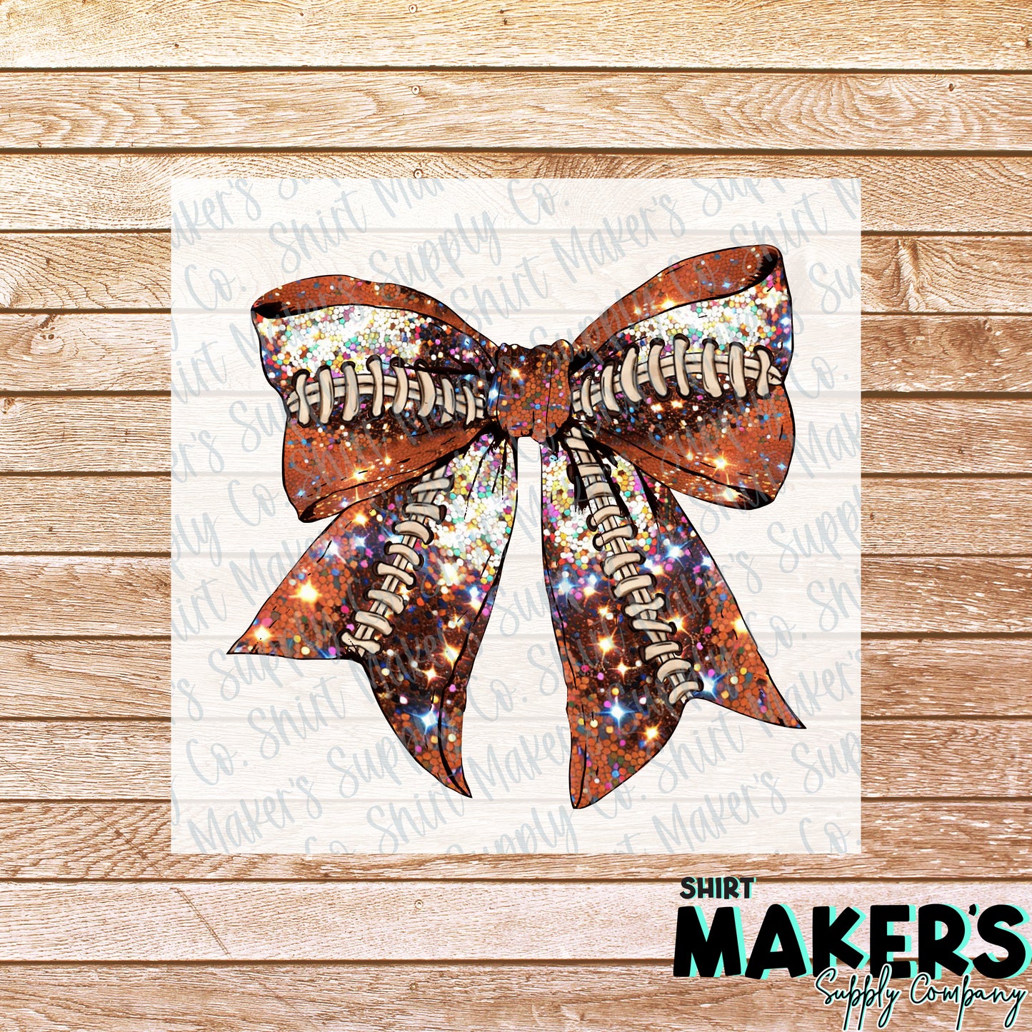 Football Bow Sequin DTF or Sublimation Transfer