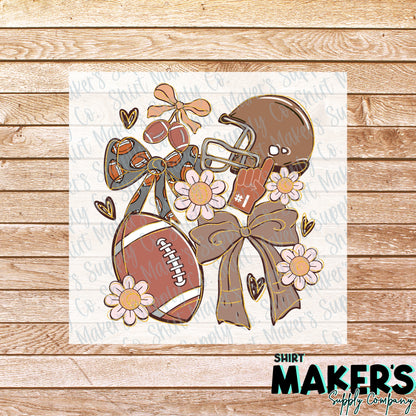 Football Floral Collage DTF or UV-DTF Transfer - or- Hat Patch, Acrylic, Magnet, or Keychain