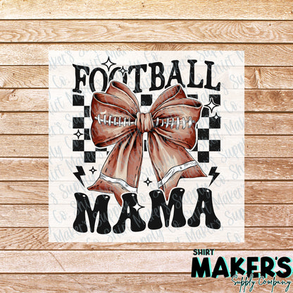 Football Mama Bow DTF or UV-DTF Transfer - or- Hat Patch, Acrylic, Magnet, or Keychain