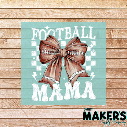 Football Mama Bow White DTF Transfer - or- Hat Patch, Acrylic, Magnet, or Keychain