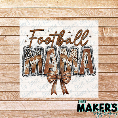 Football Mama Bow DTF or UV-DTF Transfer - or- Hat Patch, Acrylic, Magnet, or Keychain
