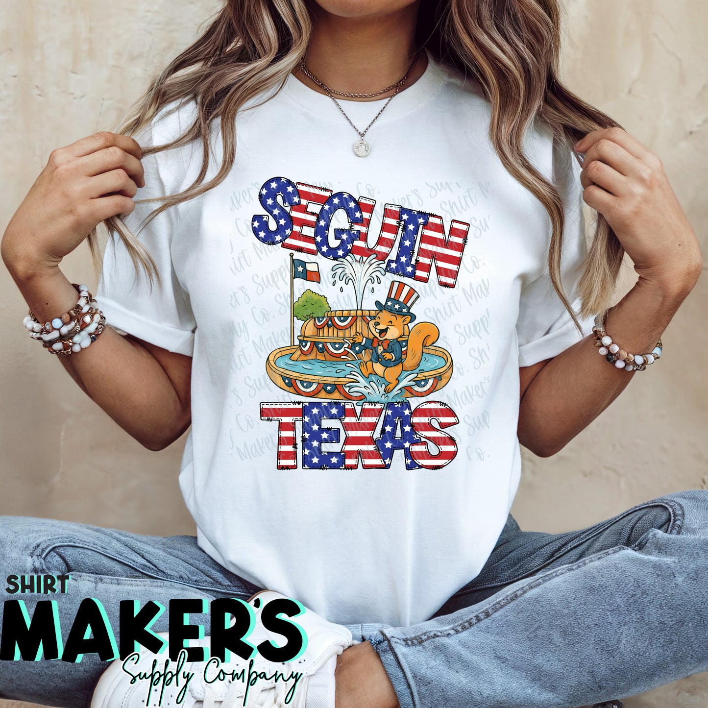 BELLA + CANVAS Seguin Fountain 4th of July T-Shirt