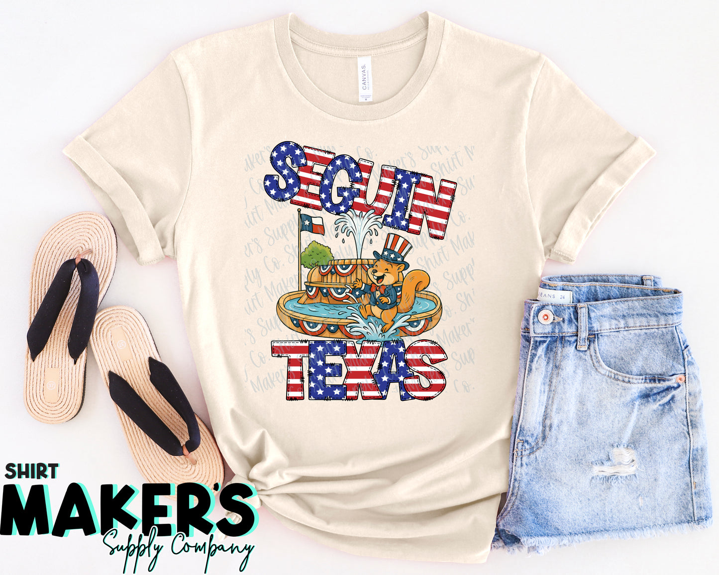 BELLA + CANVAS Seguin Fountain 4th of July T-Shirt