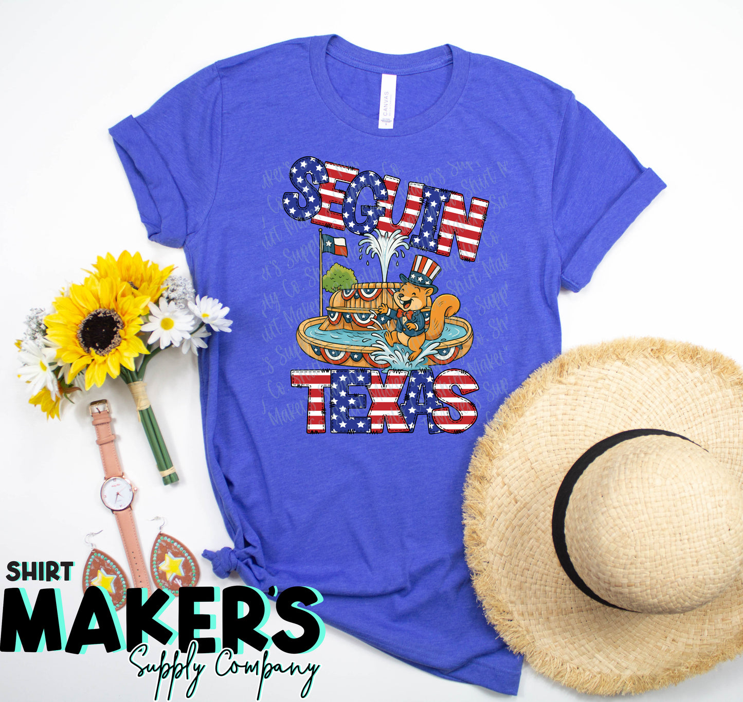 BELLA + CANVAS Seguin Fountain 4th of July T-Shirt