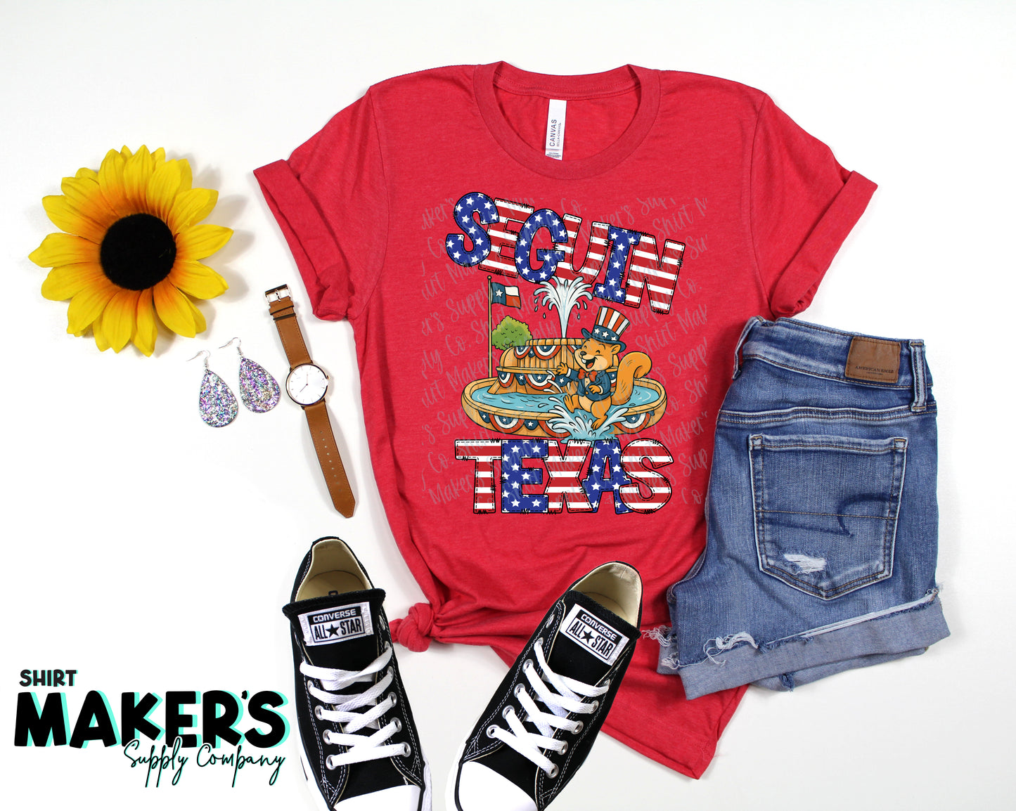 BELLA + CANVAS Seguin Fountain 4th of July T-Shirt