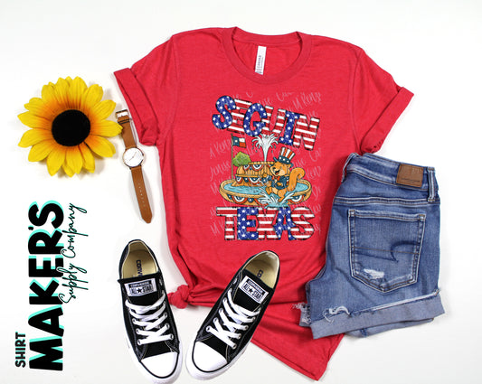 Seguin 4th of July Square Fountain T-Shirt
