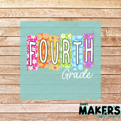 Fourth Grade Groovy DTF Transfer - or- Hat Patch, Acrylic, Magnet, or Keychain