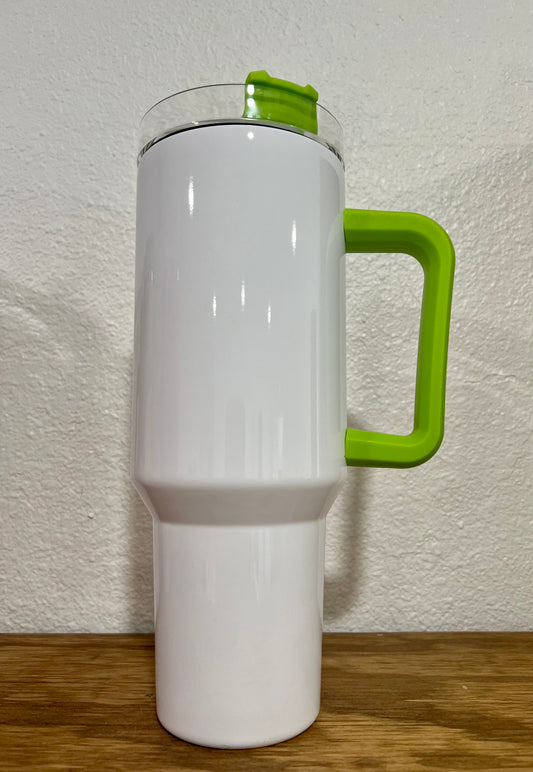 40 oz. Sublimation Mug with Colored Handle & Lid