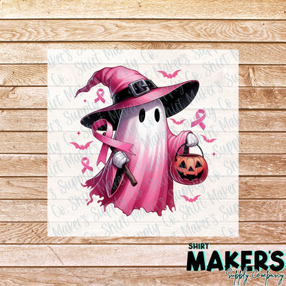 Breast Cancer Awareness Ghost DTF Transfer - or- Hat Patch, Acrylic, Magnet, or Keychain