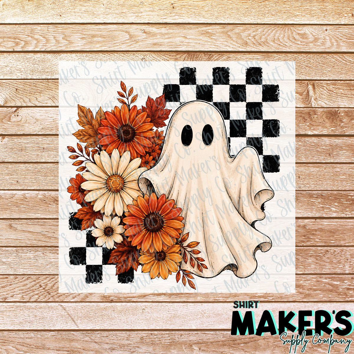 Ghost Checkered DTF Transfer - or- Hat Patch, Acrylic, Magnet, or Keychain