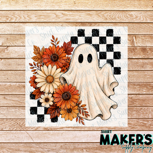 Ghost Checkered DTF Transfer - or- Hat Patch, Acrylic, Magnet, or Keychain