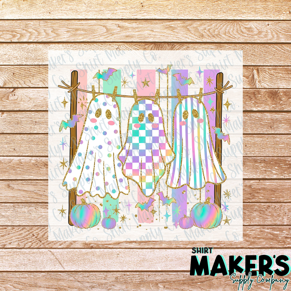 Ghost Clothesline Halloween Fall DTF Transfer - or- Hat Patch, Acrylic, Magnet, or Keychain