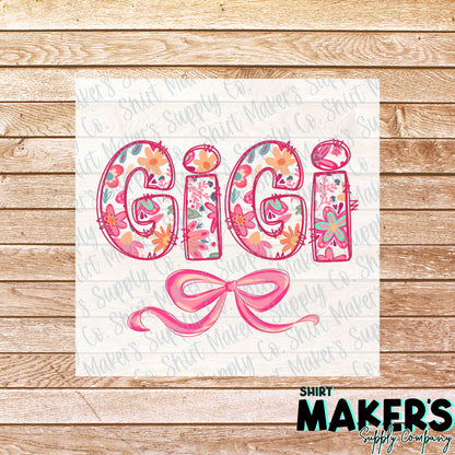 Gigi Bow Mother's Day DTF Transfer - or- Hat Patch, Acrylic, Magnet, or Keychain