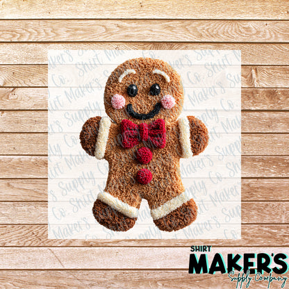 Gingerbread Yarn Christmas DTF Transfer - or- Hat Patch, Acrylic, Magnet, or Keychain