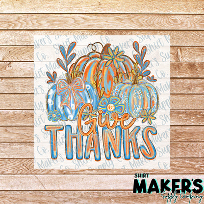 Give Thanks Thanksgiving DTF or UV-DTF Transfer - or- Hat Patch, Acrylic, Magnet, or Keychain