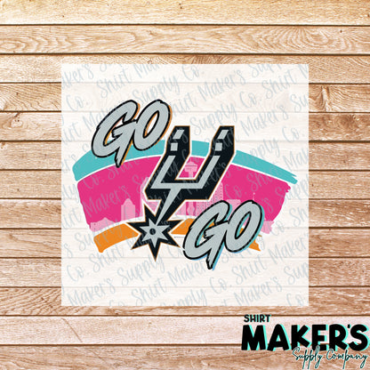 Go Spurs Go - San Antonio Spurs DTF or UV-DTF Transfer - or- Hat Patch, Acrylic, Magnet, or Keychain