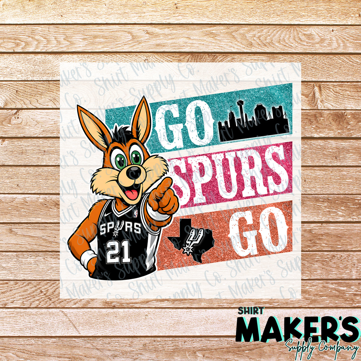 Go Spurs Go Glitter - San Antonio Spurs DTF or UV-DTF Transfer - or- Hat Patch, Acrylic, Magnet, or Keychain