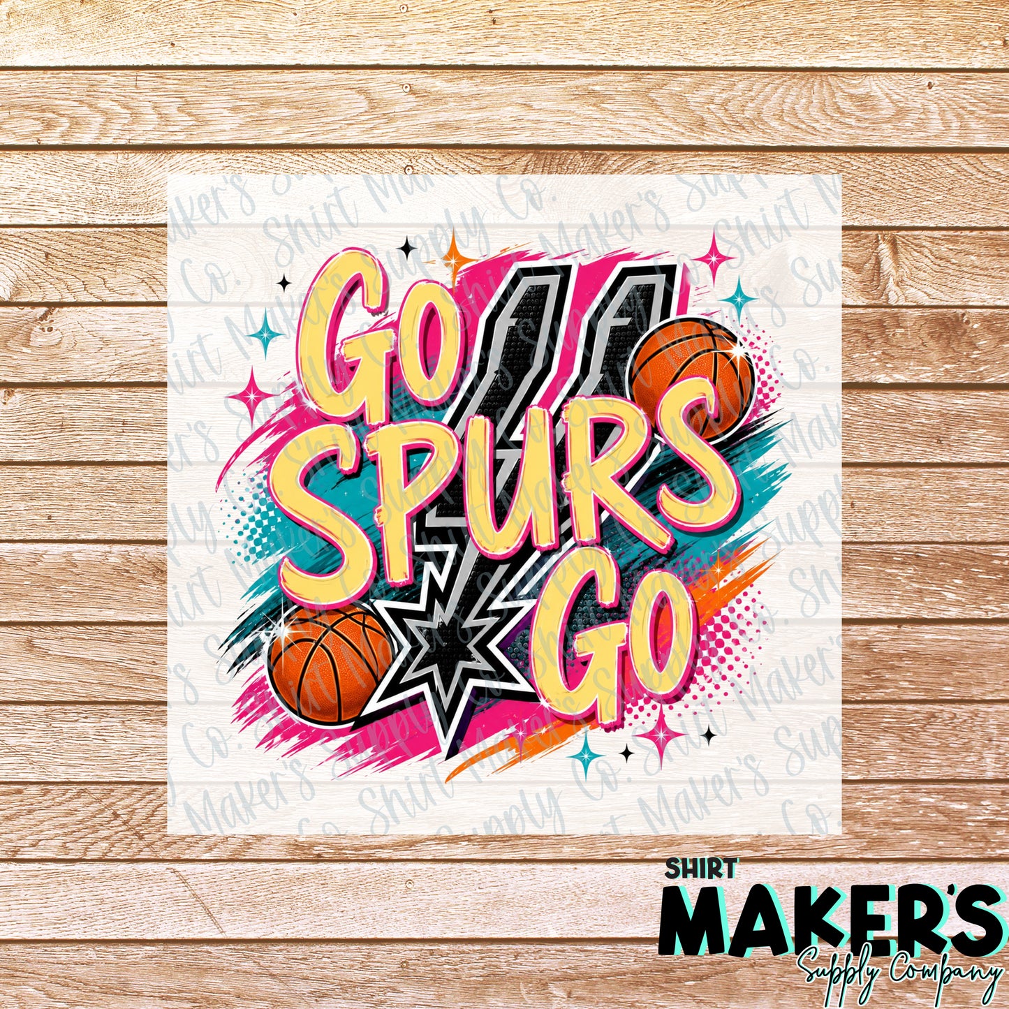 Go Spurs Go Retro - San Antonio Spurs DTF, UV-DTF, or Sublimation Transfer