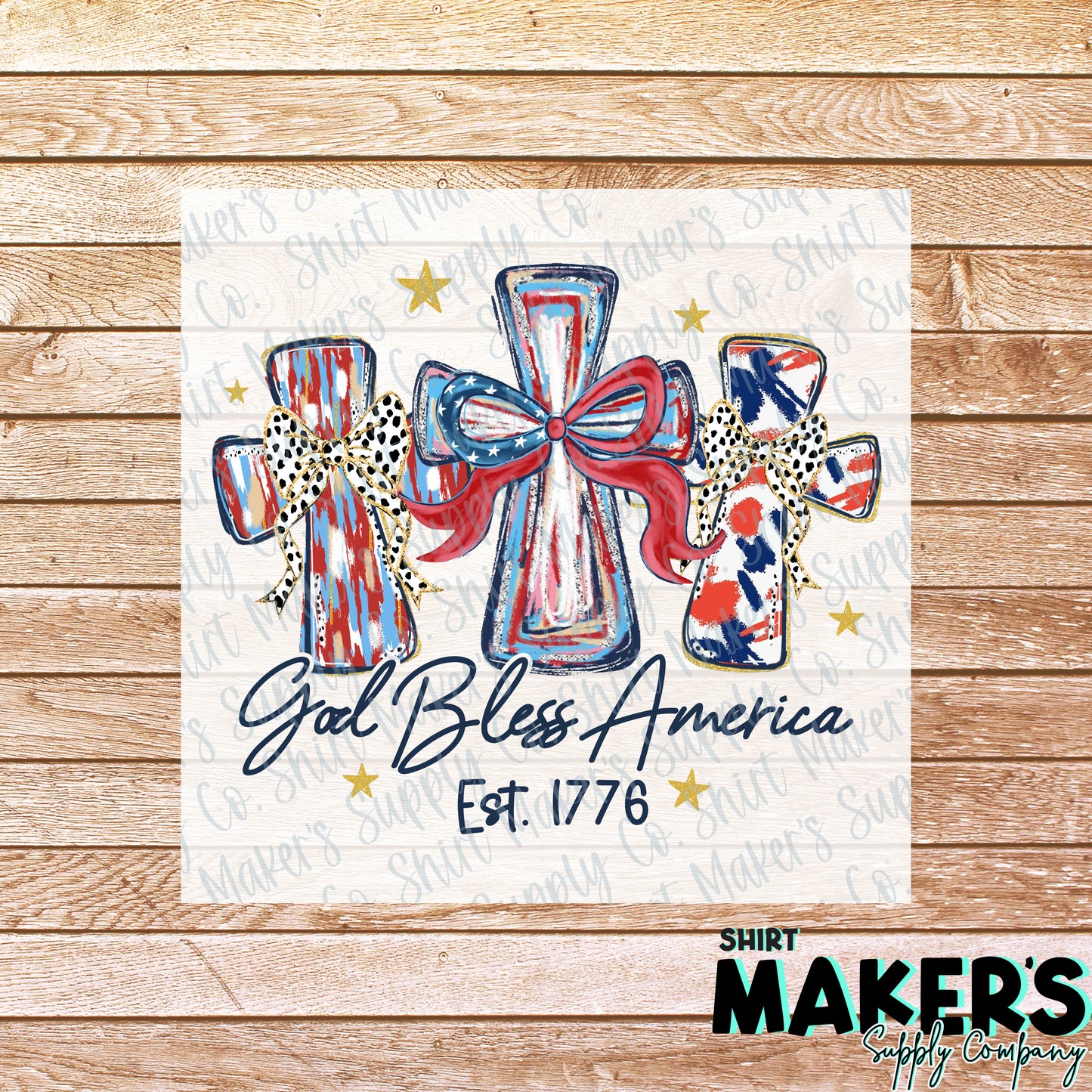 God Bless America Fourth of July DTF or Sublimation Transfer