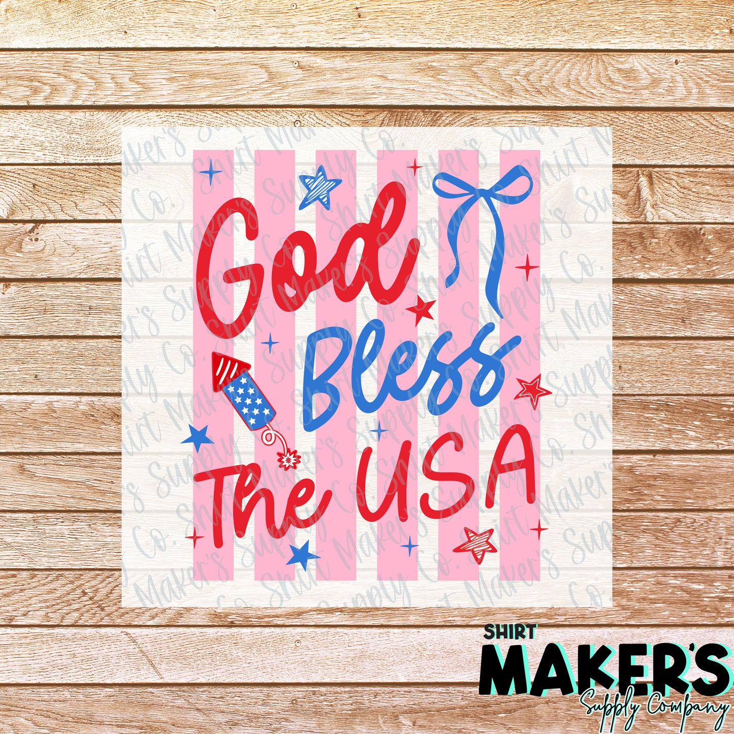 God Bless the USA Fourth of July DTF or UV-DTF Transfer - or- Hat Patch, Acrylic, Magnet, or Keychain