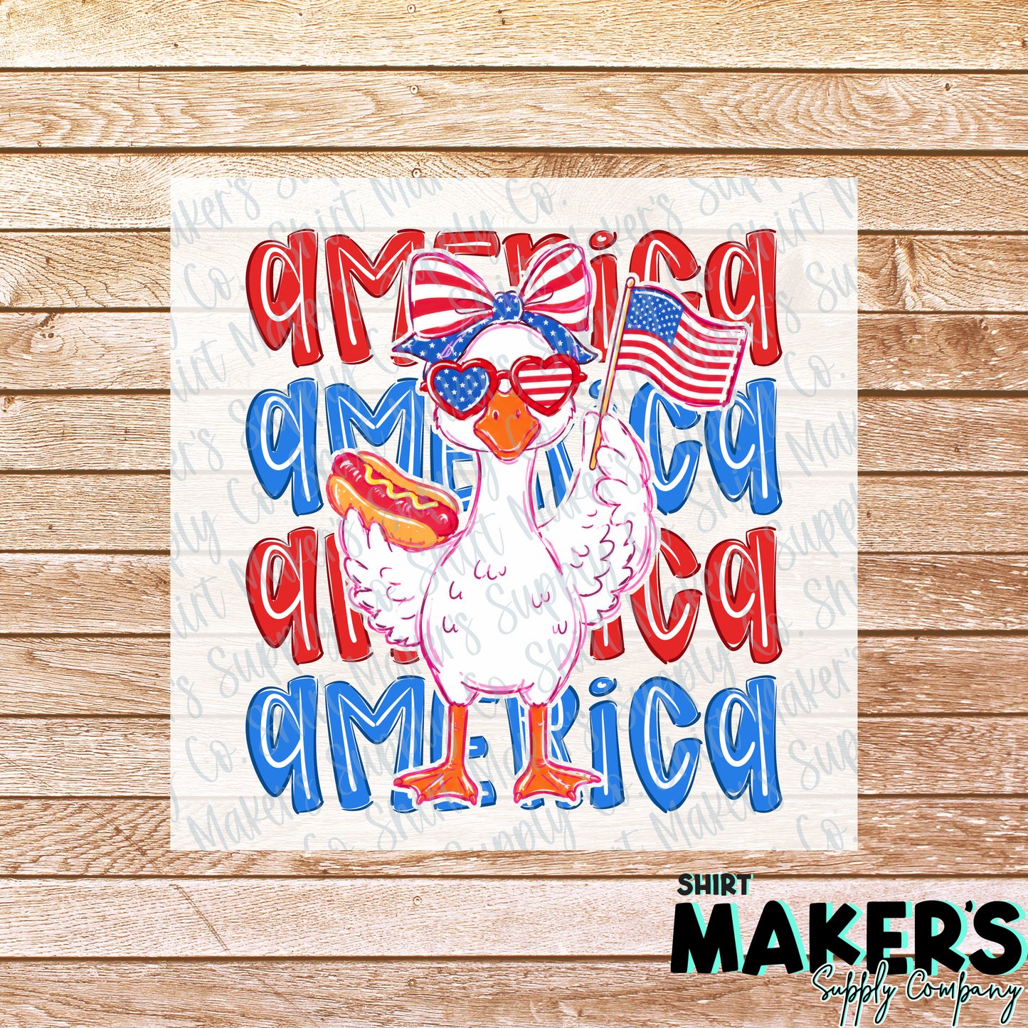 America Goose Fourth of July DTF or UV-DTF Transfer - or- Hat Patch, Acrylic, Magnet, or Keychain