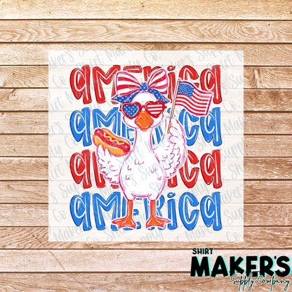 America Goose Fourth of July DTF or UV-DTF Transfer - or- Hat Patch, Acrylic, Magnet, or Keychain