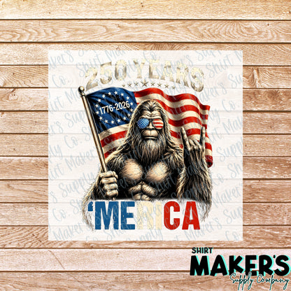 Gorilla 'Merica 250 Years USA DTF or UV-DTF Transfer - or- Hat Patch, Acrylic, Magnet, or Keychain