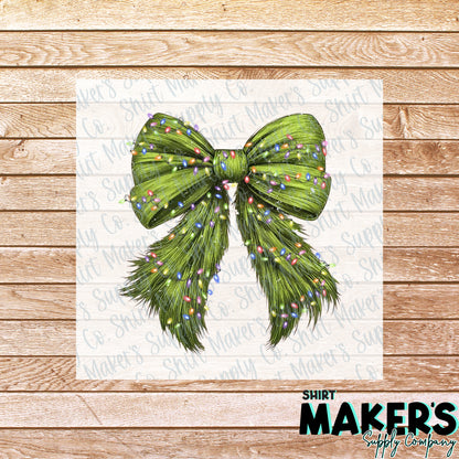 Green Bow Christmas #1 DTF Transfer - or- Hat Patch, Acrylic, Magnet, or Keychain
