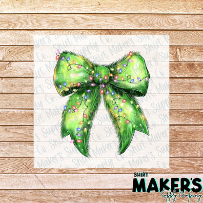 Green Bow Christmas #2 DTF Transfer - or- Hat Patch, Acrylic, Magnet, or Keychain