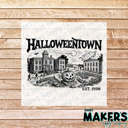 Halloween Town DTF Transfer - or- Hat Patch, Acrylic, Magnet, or Keychain