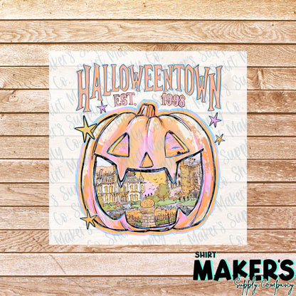 Halloween Town DTF Transfer - or- Hat Patch, Acrylic, Magnet, or Keychain