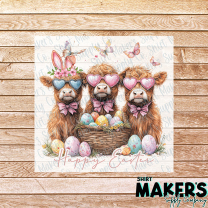 Happy Easter Cow DTF Transfer - or- Hat Patch, Acrylic, Magnet, or Keychain