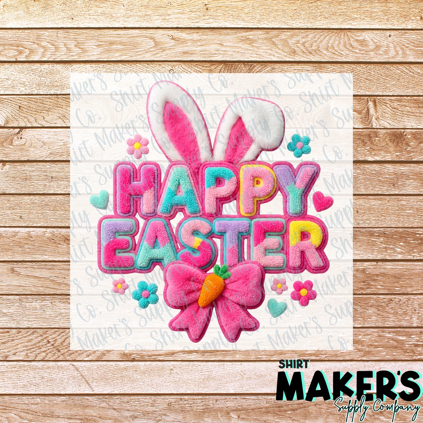 Happy Easter Faux Velvet DTF or UV-DTF Transfer - or- Hat Patch, Acrylic, Magnet, or Keychain