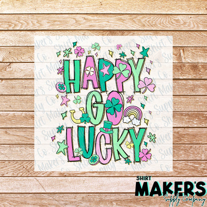 Happy Go Lucky St. Patrick's Day DTF Transfer - or- Hat Patch, Acrylic, Magnet, or Keychain